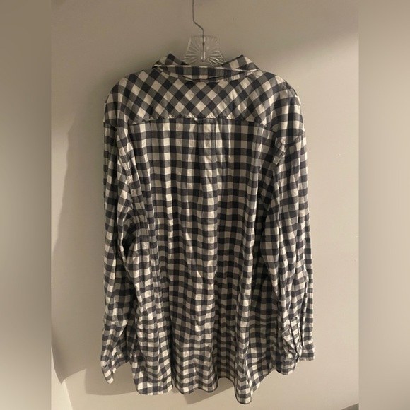 Lands’ End Grey and White Buffalo Plaid Lightweight Holiday Button Up Shirt XXLT - Picture 4 of 5